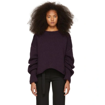 Shop Yang Li Purple Hand-knitted Oversized Sweater In 80 Dk Purpl