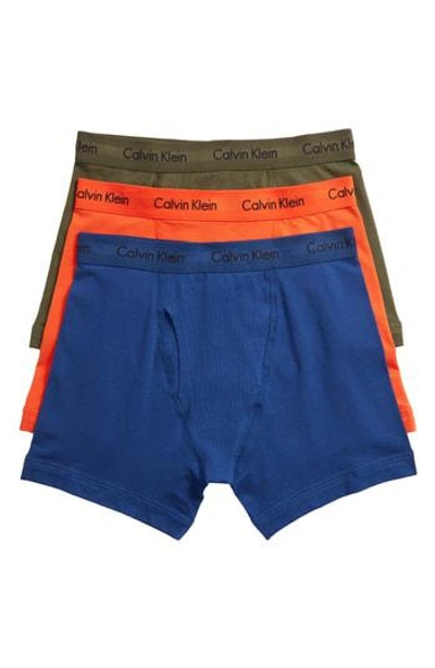 Shop Calvin Klein 3-pack Boxer Briefs In Green/ Dark Night/ Orange