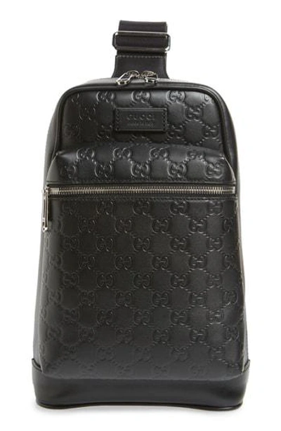 Shop Gucci Small Sling Backpack - Black