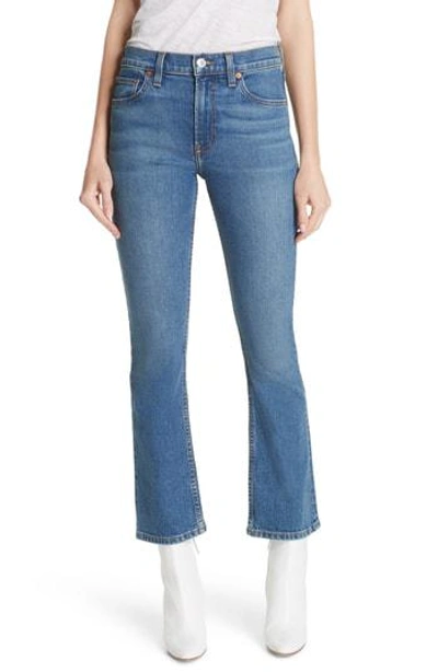 Shop Re/done Crop Stretch Flare Jeans In Mid 70s
