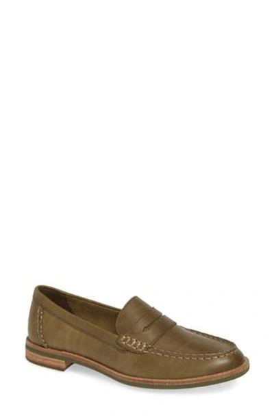 Shop Sperry Seaport Penny Loafer In Olive Leather