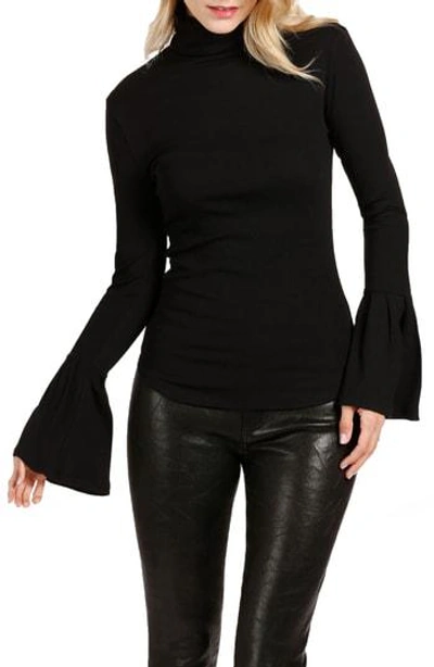 Shop Paige Kenzie Bell Sleeve Turtleneck In Black