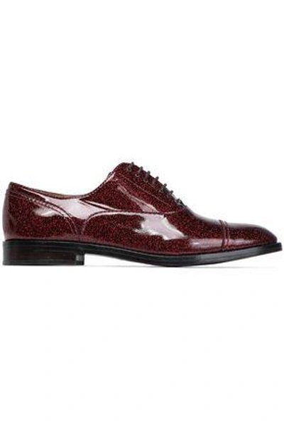 Shop Marc Jacobs Woman Glittered Patent-leather Brogues Claret