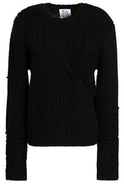 Shop Zoe Karssen Woman Open-knit Sweater Black