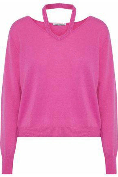Shop Autumn Cashmere Woman Cutout Cashmere Sweater Bright Pink