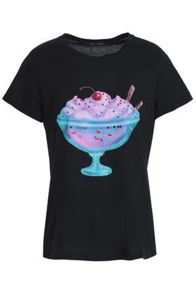 Shop Marc Jacobs Woman Crystal-embellished Printed Cotton-jersey T-shirt Black