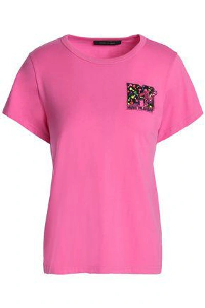 Shop Marc Jacobs Woman Crystal-embellished Cotton-jersey T-shirt Pink