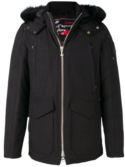 Shop Moose Knuckles Fox Fur Trimmed Hood Padded Jacket In Black