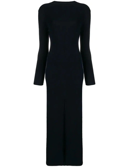 Shop Jacquemus Side Slit Fitted Dress In Dark Navy