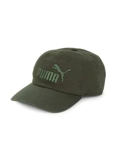 Shop Puma Logo Cotton Baseball Cap In Dark Green