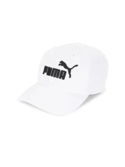 Shop Puma Logo Cotton Baseball Cap In White Black