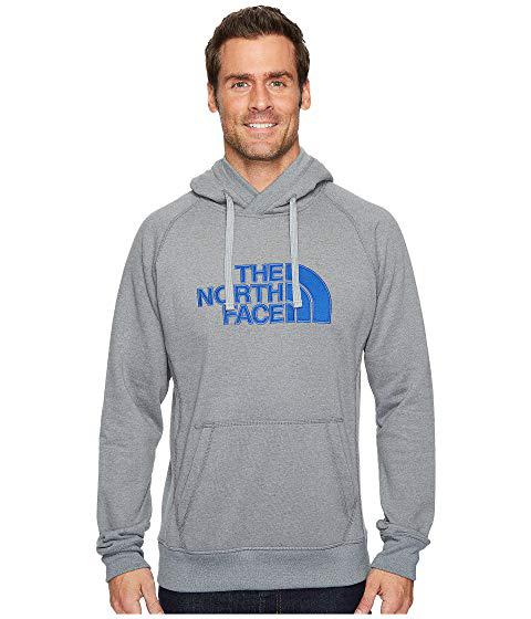 grey and blue north face hoodie