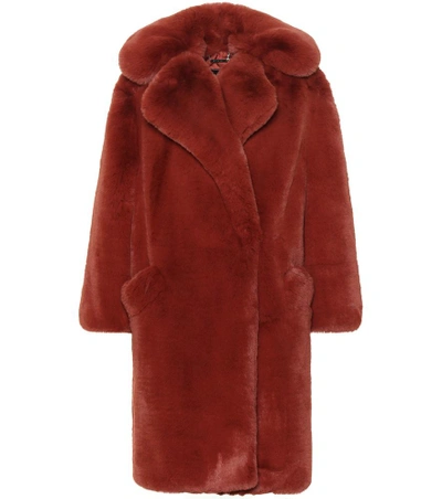 Shop Givenchy Oversized Faux Fur Coat In Red