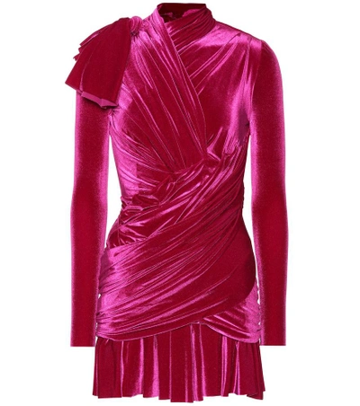 Shop Balenciaga Velvet Minidress In Pink