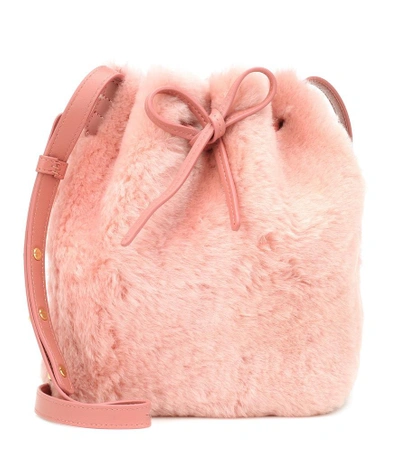 Shop Mansur Gavriel Mini Bucket Shearling Shoulder Bag In Pink