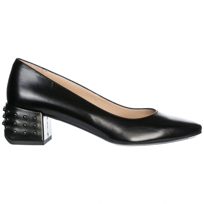 Shop Tod's Women's Leather Pumps Court Shoes High Heel In Black