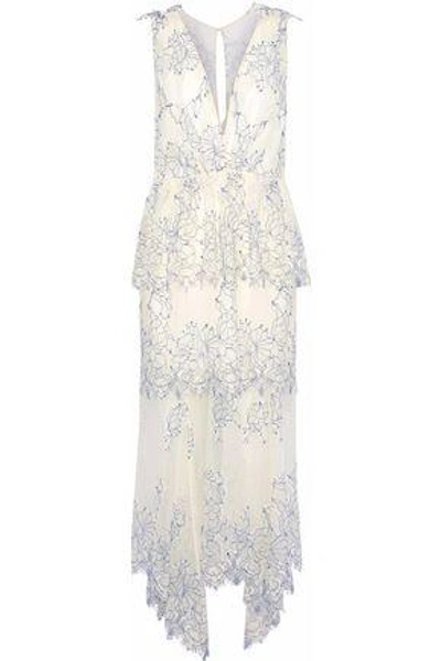 Shop Alice Mccall Woman Clementine Lace Peplum Midi Dress Cream