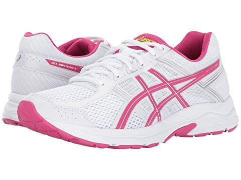 white and pink asics