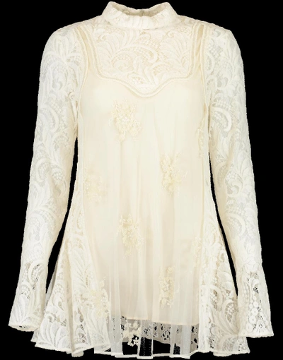 Shop Stella Mccartney Selah Floral Lace Top In Ivory