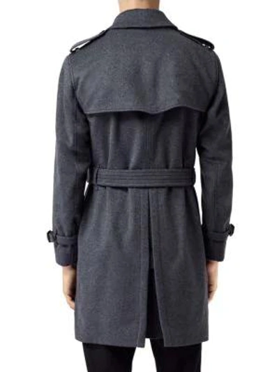 Shop Burberry Kensington Wool & Cashmere Trench Coat In Pewter