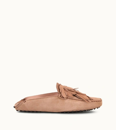 Shop Tod's Gommino Driving Shoes In Suede In Brown,beige
