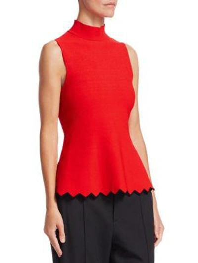 Shop Proenza Schouler Knit Sleeveless Peplum Top In Poppy