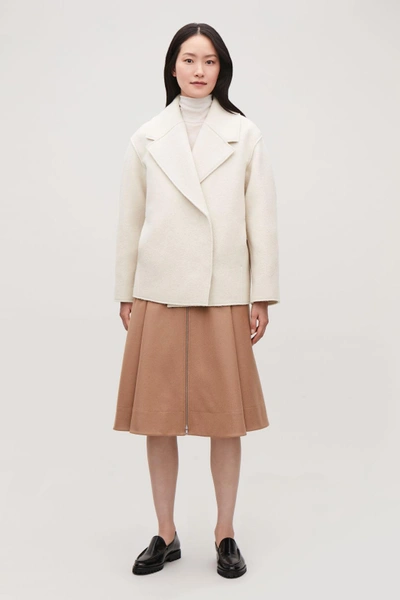 Cos Oversized-lapel Wool Coat In White | ModeSens