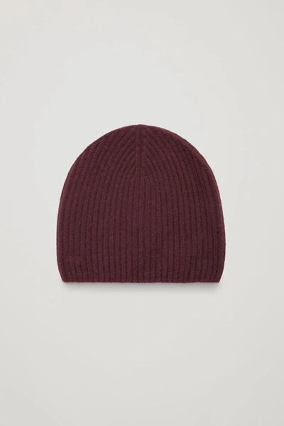 Shop Cos Ribbed Cashmere Hat In Red