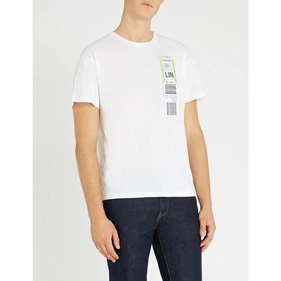 Emporio Armani Boarding Logo Cotton-jersey T-shirt In White | ModeSens