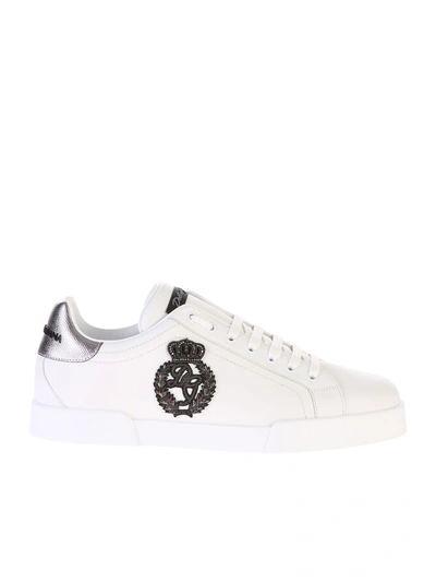 Shop Dolce & Gabbana White Branded Sneakers