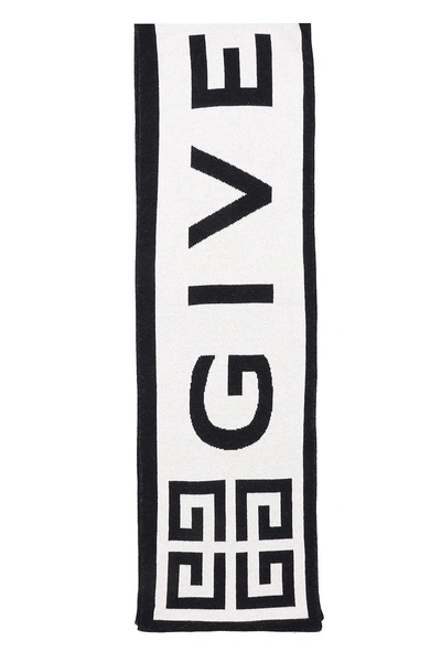 Shop Givenchy Black/white Wool Scarf