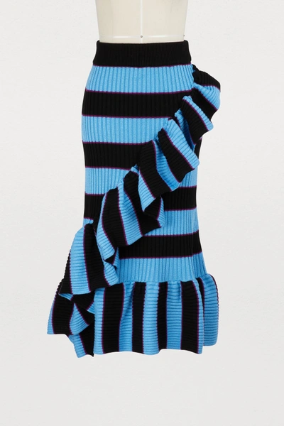 Shop Kenzo Striped Skirt With Ruffles In Multico