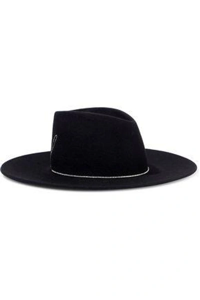 Shop Eugenia Kim Woman Harlowe Crystal-embellished Wool-felt Fedora Black