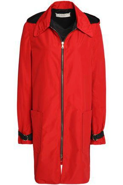 Shop Marni Woman Cotton-blend Hooded Jacket Red