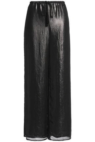 Shop Bailey44 Bailey 44 Woman Layered Coated Voile Wide-leg Pants Black