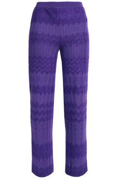 Shop Missoni Woman Jacquard-knit Straight-leg Pants Violet