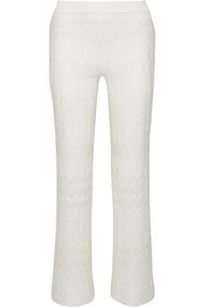 Shop Missoni Woman Crochet-knit Straight-leg Pants Off-white