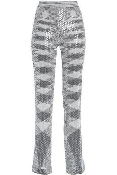 Shop Missoni Woman Sequin-embellished Metallic Jacquard-knit Straight-leg Pants Light Gray