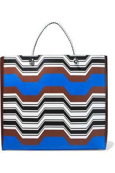 Shop Missoni Printed Leather Tote In Brown