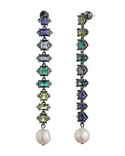 Shop Carolee Cultured Freshwater Pearl Linear Drop Earrings In Green/blue Multi