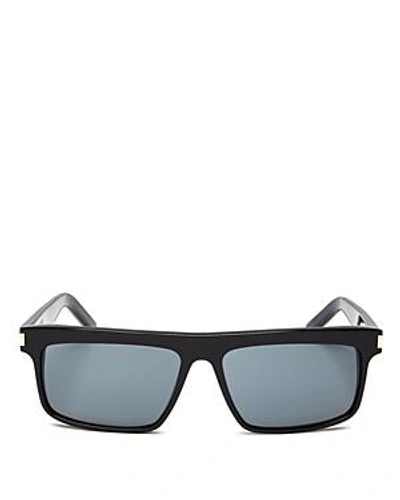 Shop Saint Laurent Women's Rectangular Sunglasses, 57mm In Black/gray