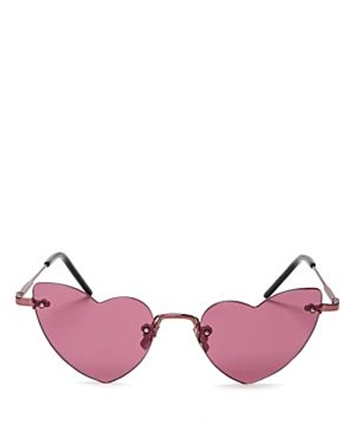 Shop Saint Laurent Women's Lou Lou Rimless Heart Sunglasses, 50mm In Pink/pink