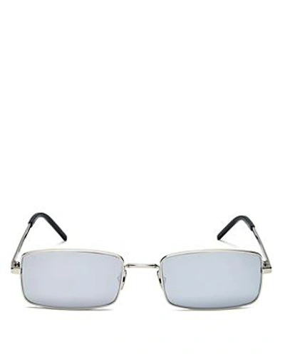 Shop Saint Laurent Women's Slim Square Sunglasses, 56mm In Silver/silver