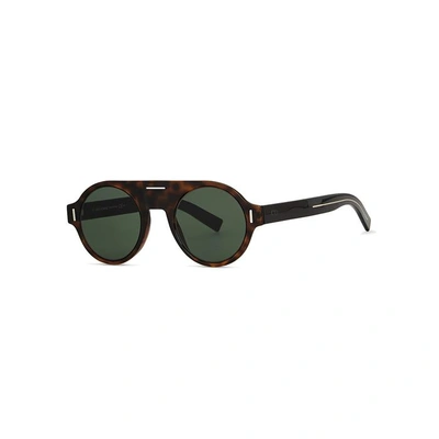 Shop Dior Fraction2 Round-frame Sunglasses In Havana