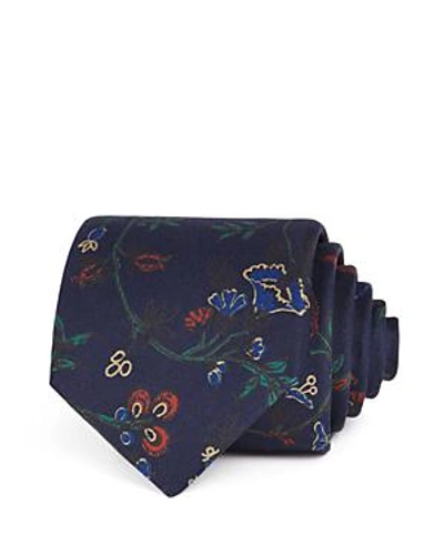 Shop Drake's Exploded Floral Classic Tie In Navy