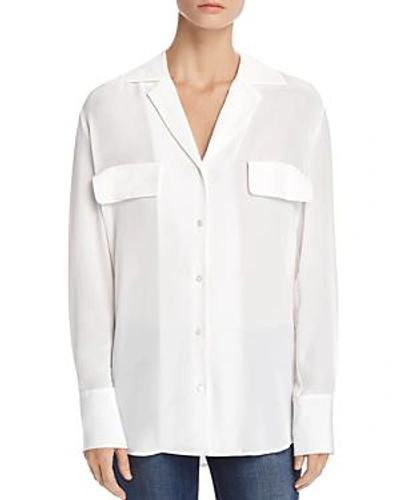 Shop Frame Notch-lapel Silk Blouse In Blanc