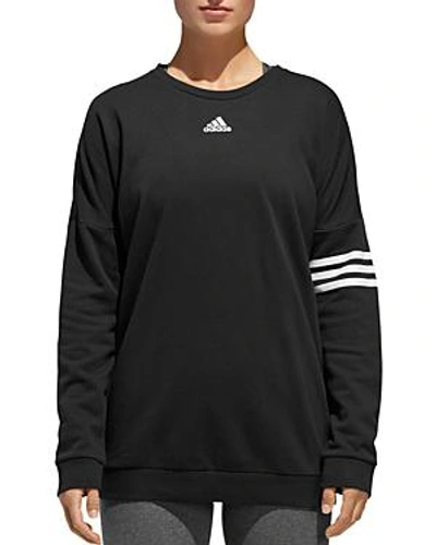 Shop Adidas Originals Logo French Terry Sweatshirt In Black