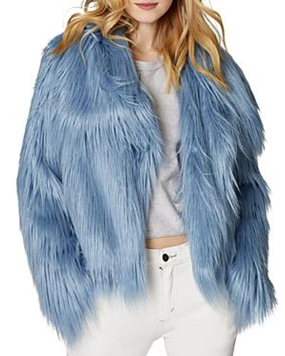 Shop Sage Collective Glacier Faux Fur Jacket In Blue