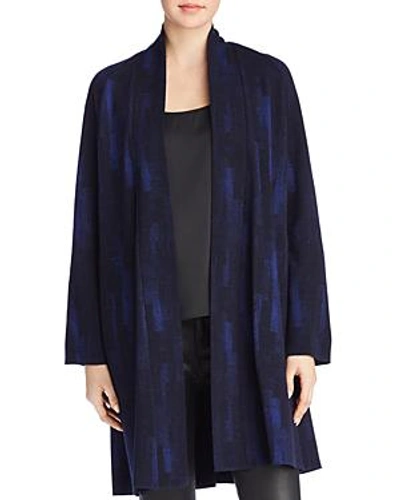 Shop Eileen Fisher Printed Organic Cotton Open Front Jacket In Midnight