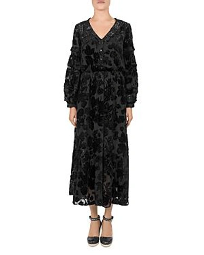 Shop The Kooples Black Magic Flocked Velvet Dress